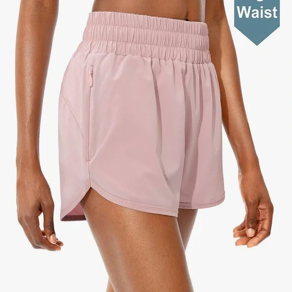 Pale Pink Running Shorts | Zip Pockets + Inner Briefs | EUC - Picture 5 of 10